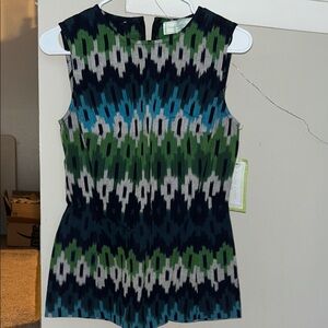 Stylish Ikat Tank Top - Navy, Green, and White